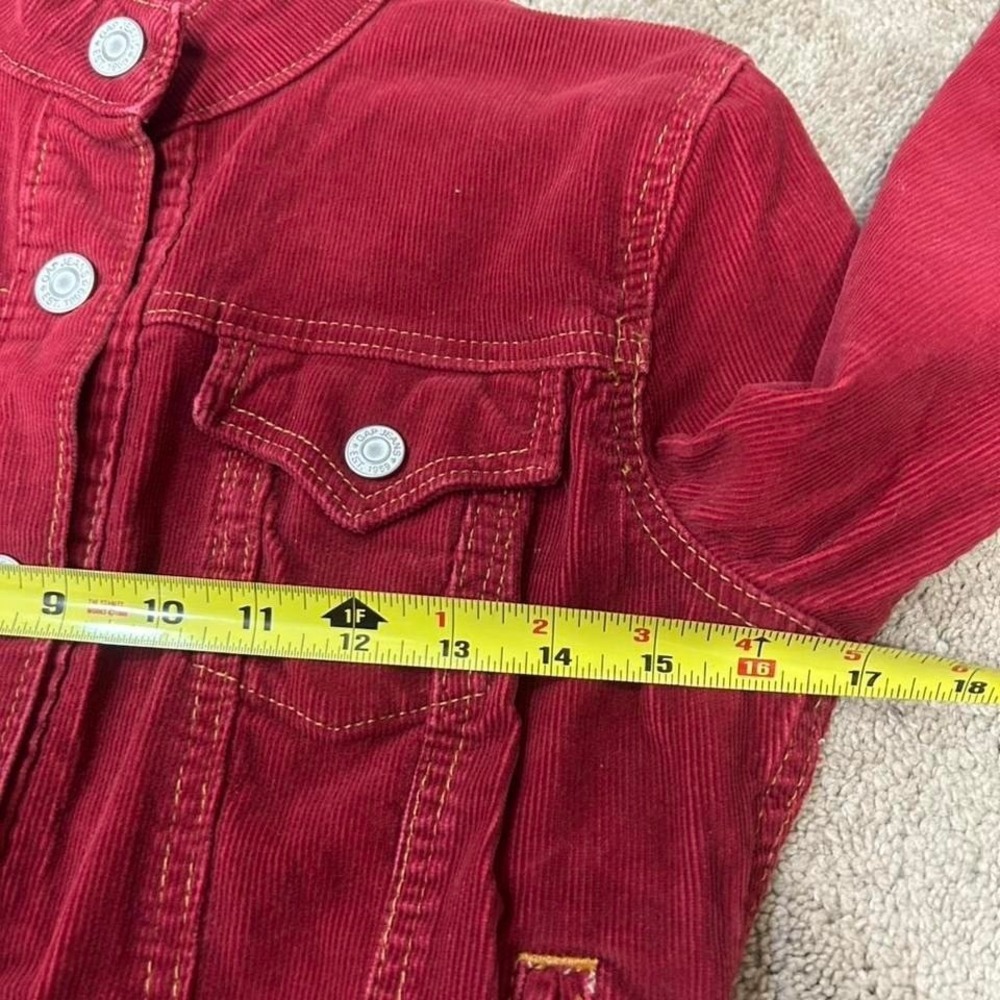Vintage Y2K '04 GAP Red Corduroy Denim Jacket Cropped Snap Buttons Womens XS - Picture 8 of 8